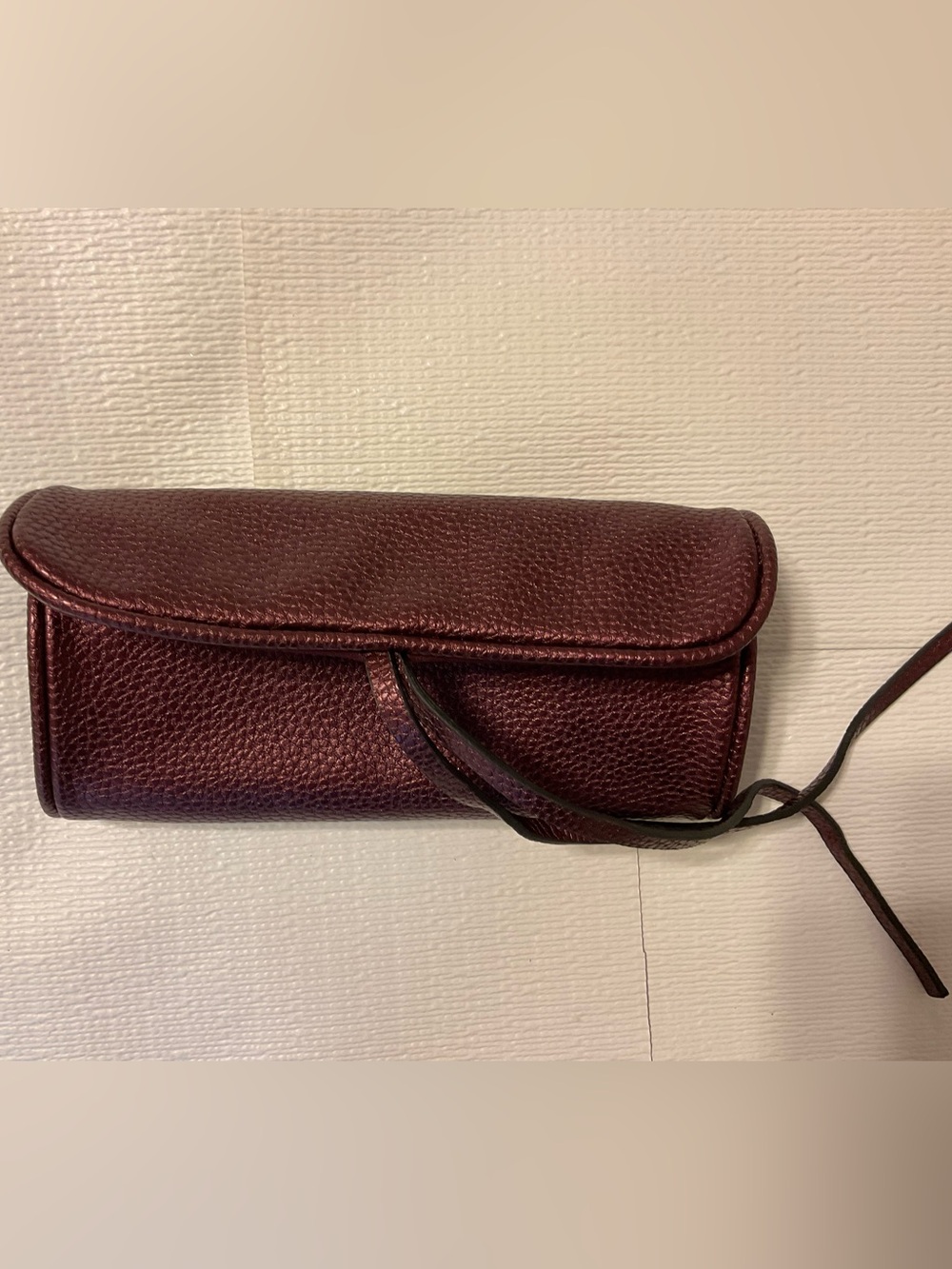 Metallic Plum Leather Fold-Over Jewely/Makeup Brush Organizer